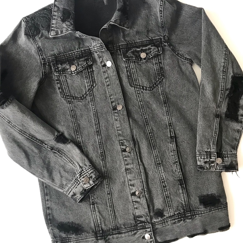 LAST 1▪️Washed Black Oversized Denim Jean Jacket - Picture 5 of 7